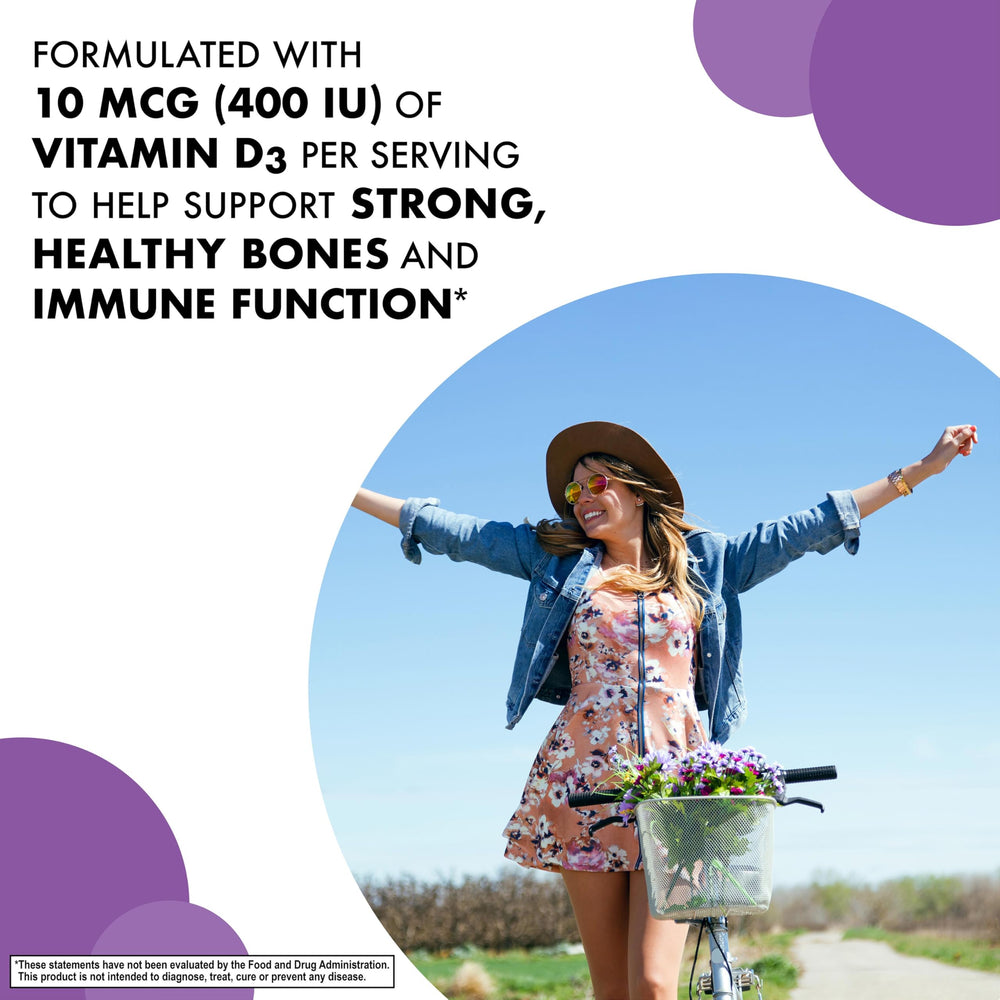 Close-up of raspberry-flavored EarthSweet D3 chewables