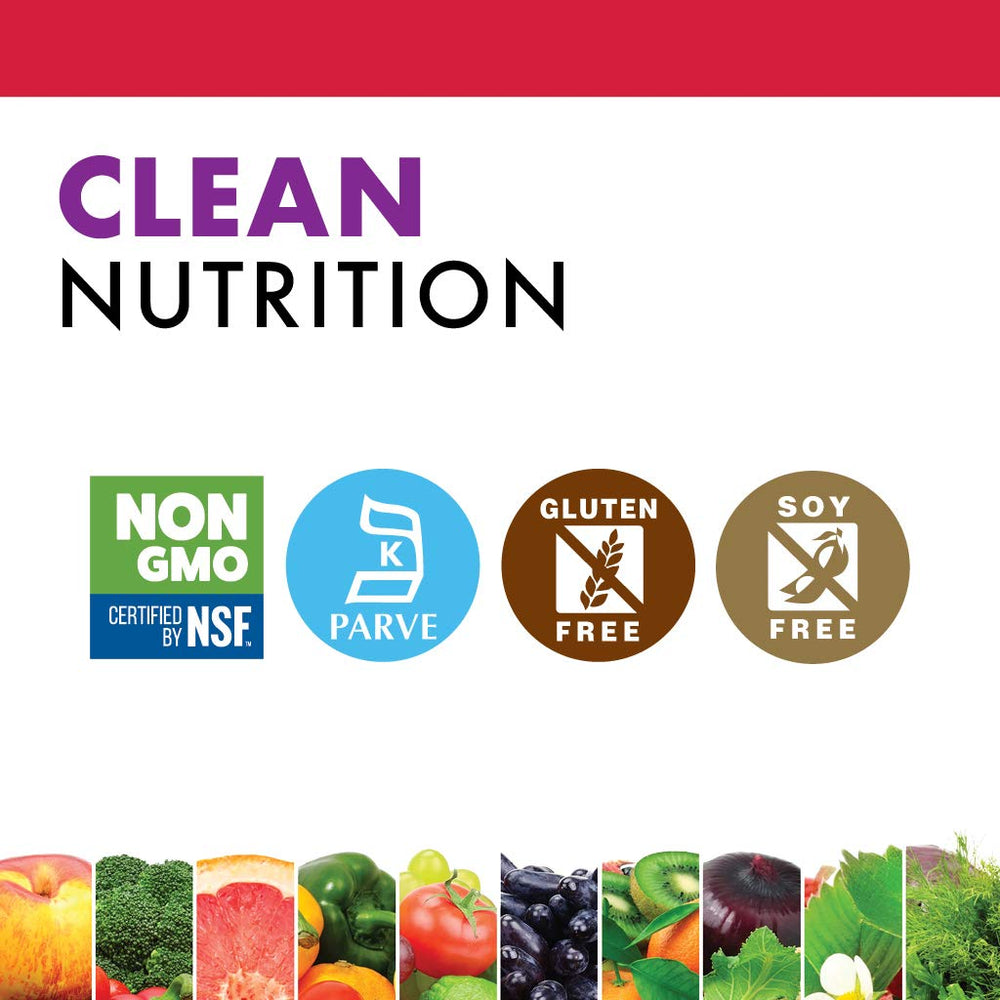 Icons indicating Non-GMO, Gluten Free, Soy Free, Dairy Free, and Kosher