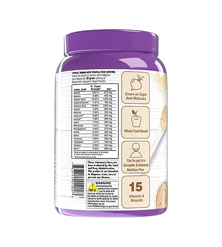 Ingredients list for Bluebonnet Brewer's Yeast Powder