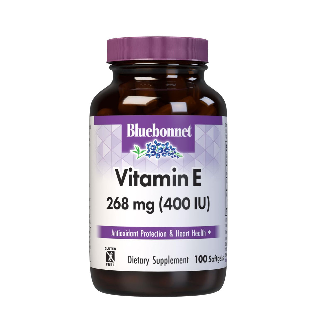 Front label of Bluebonnet Nutrition Vitamin E 400 IU mixed tocopherols softgels