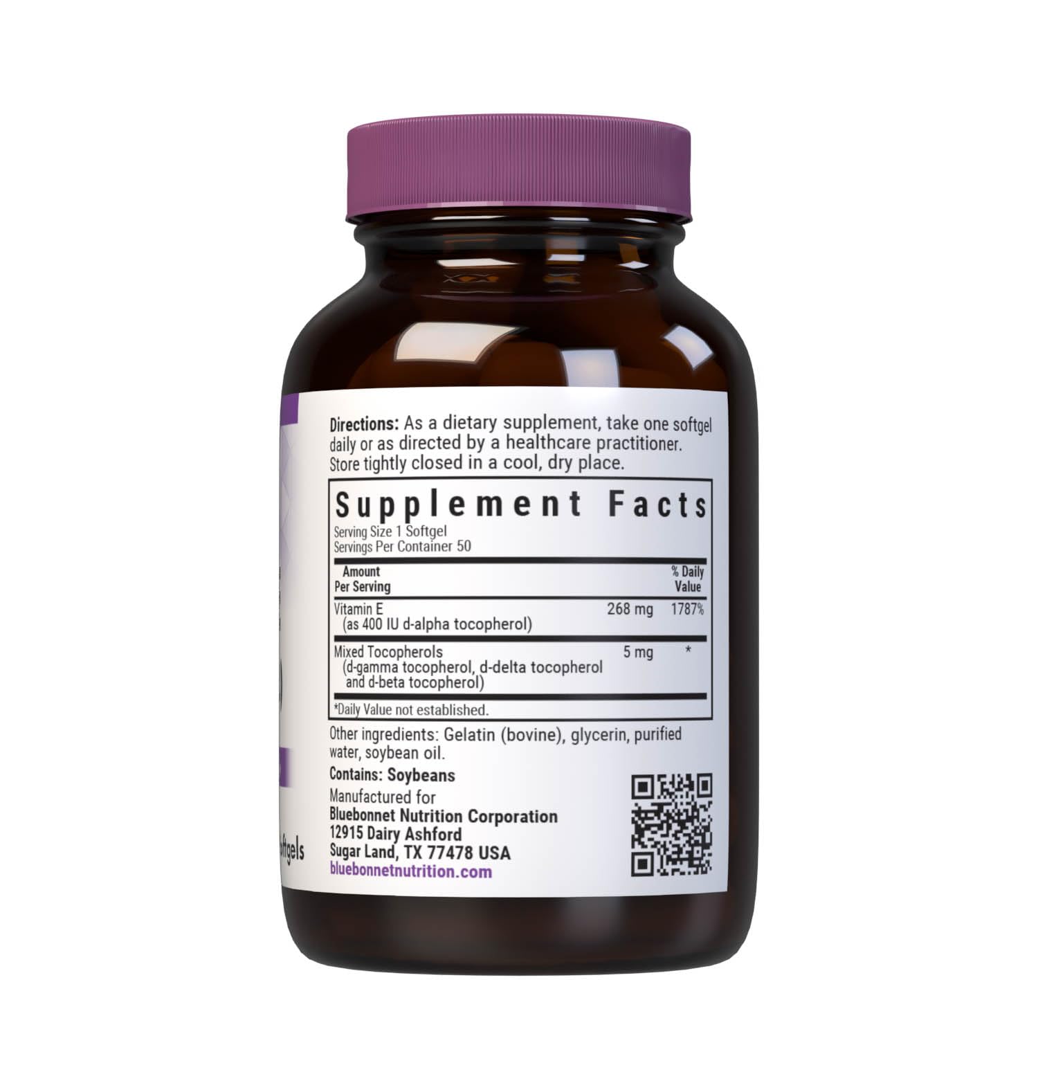 Vitamin E 400 IU softgels label image by Bluebonnet Nutrition