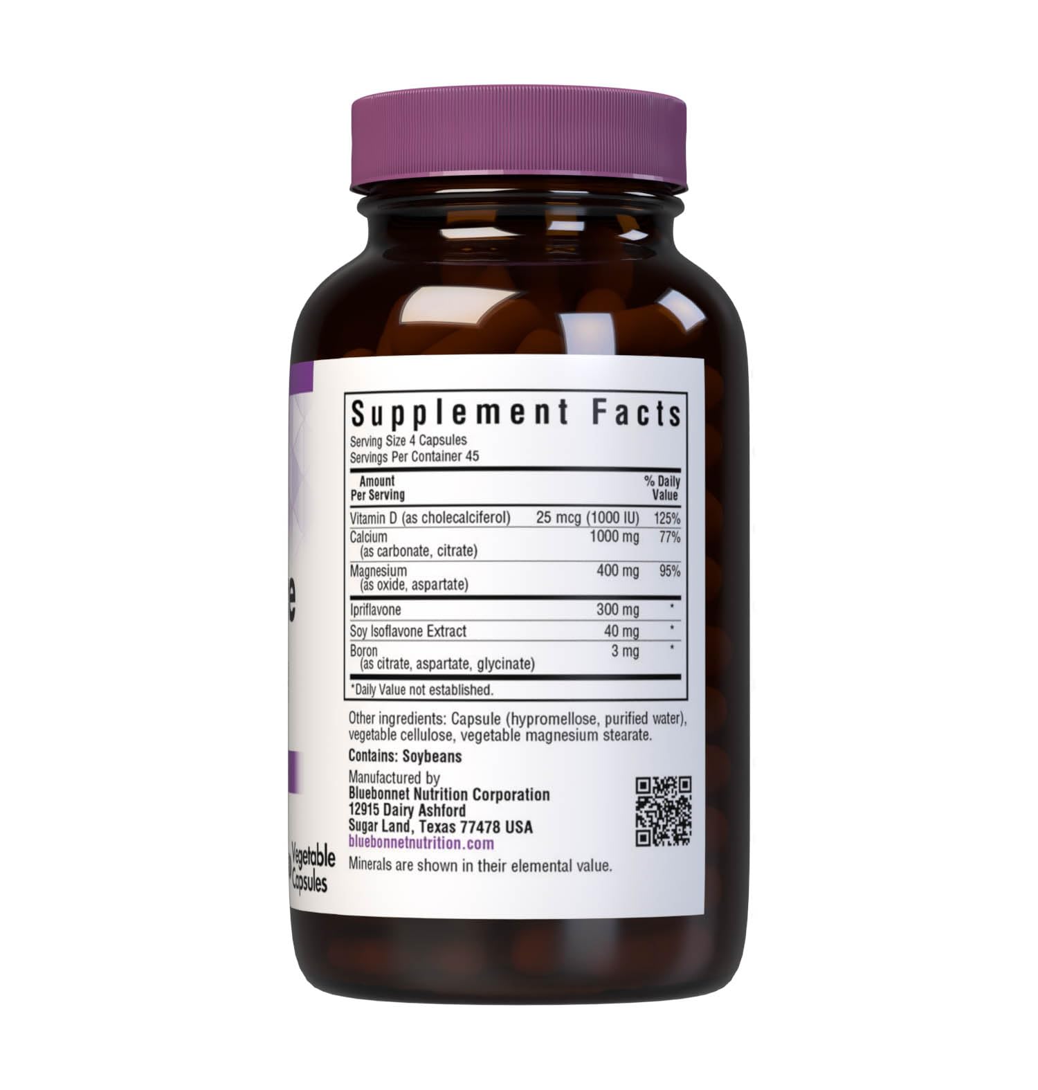 Close-up of ingredients: calcium, magnesium, vitamin D, boron and Ostivone