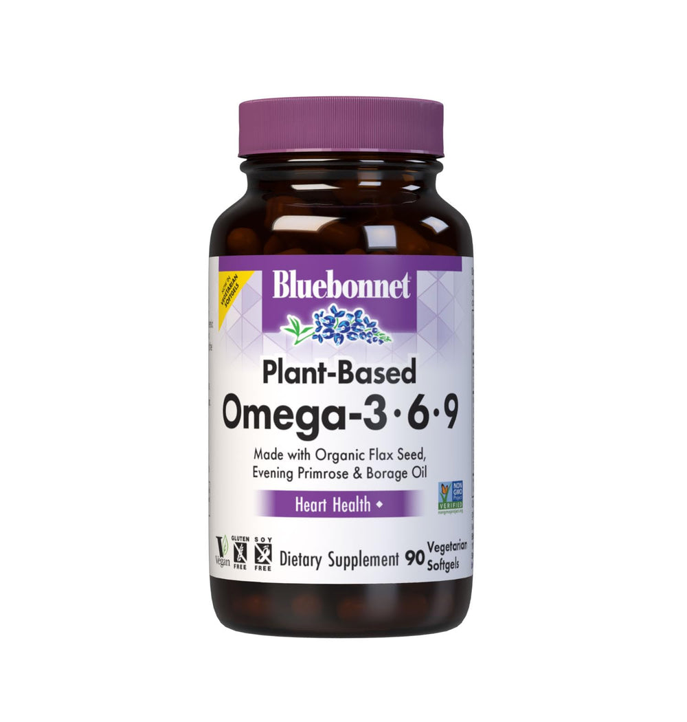 Bluebonnet Plant-Based Omega 3-6-9 softgels bottle – 90 count