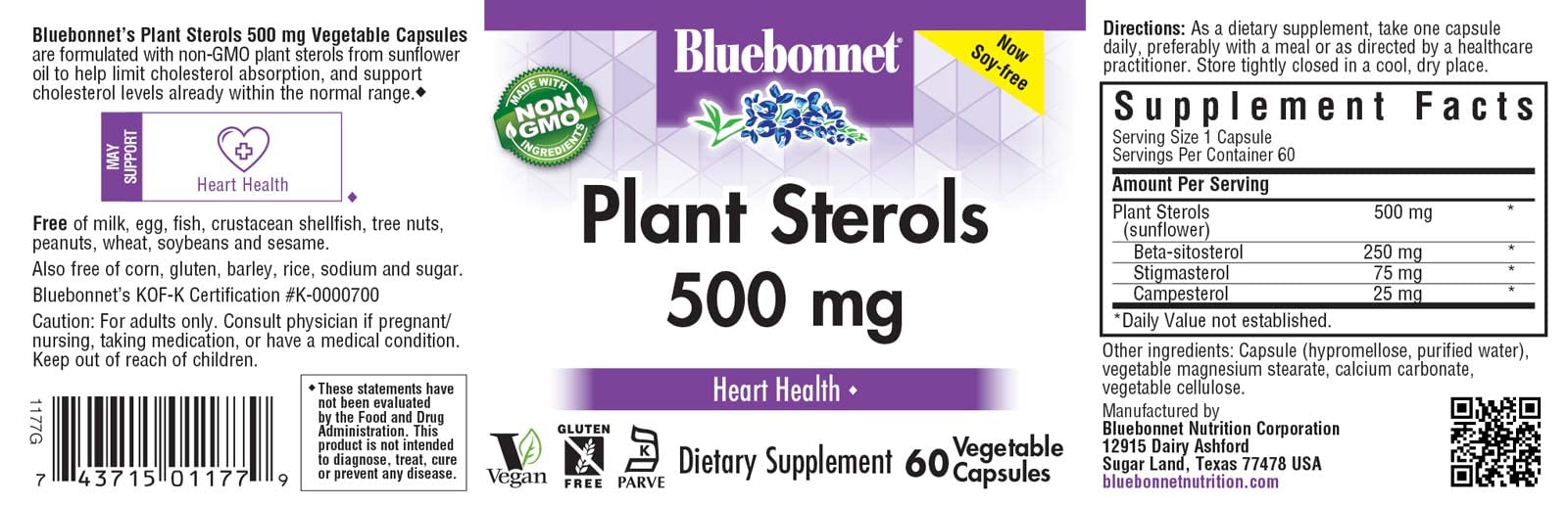 Amber glass bottle packaging for Bluebonnet Plant Sterols 500mg