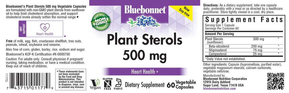 Amber glass bottle packaging for Bluebonnet Plant Sterols 500mg