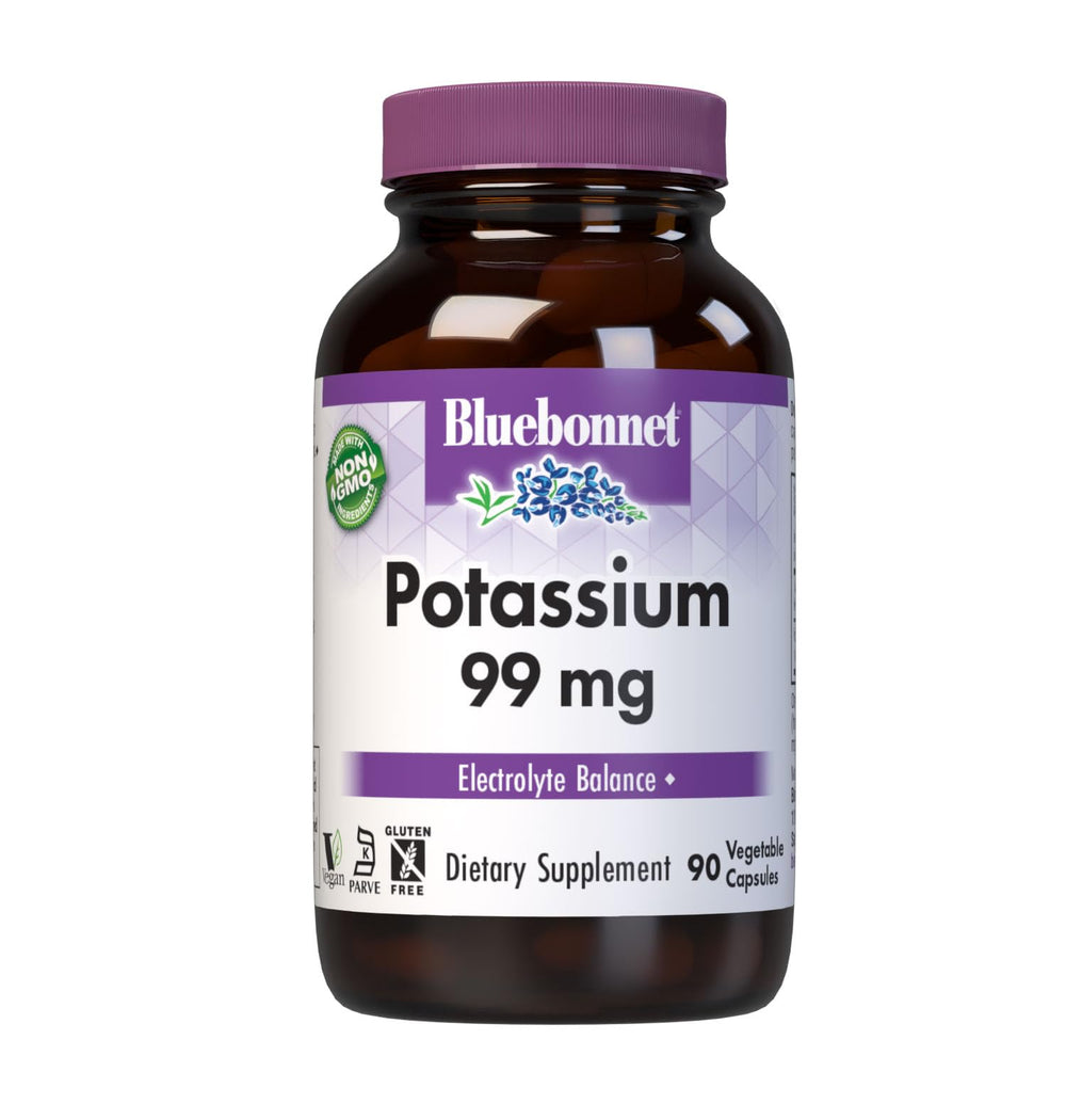 Front view of Bluebonnet Potassium Aspartate 99mg Veggie Capsules bottle