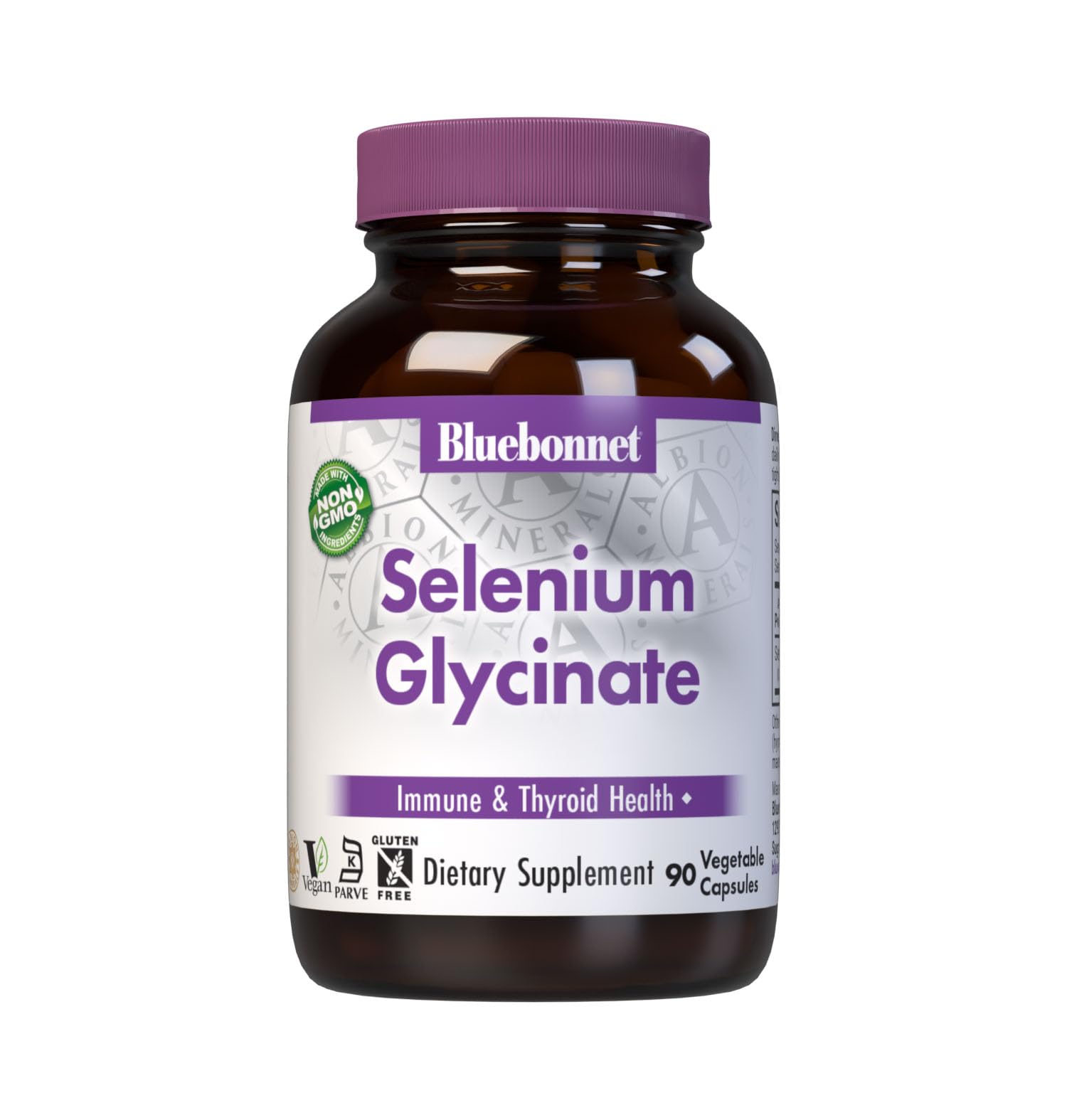 Bluebonnet Selenium Glycinate bottle with 90 vegetable capsules
