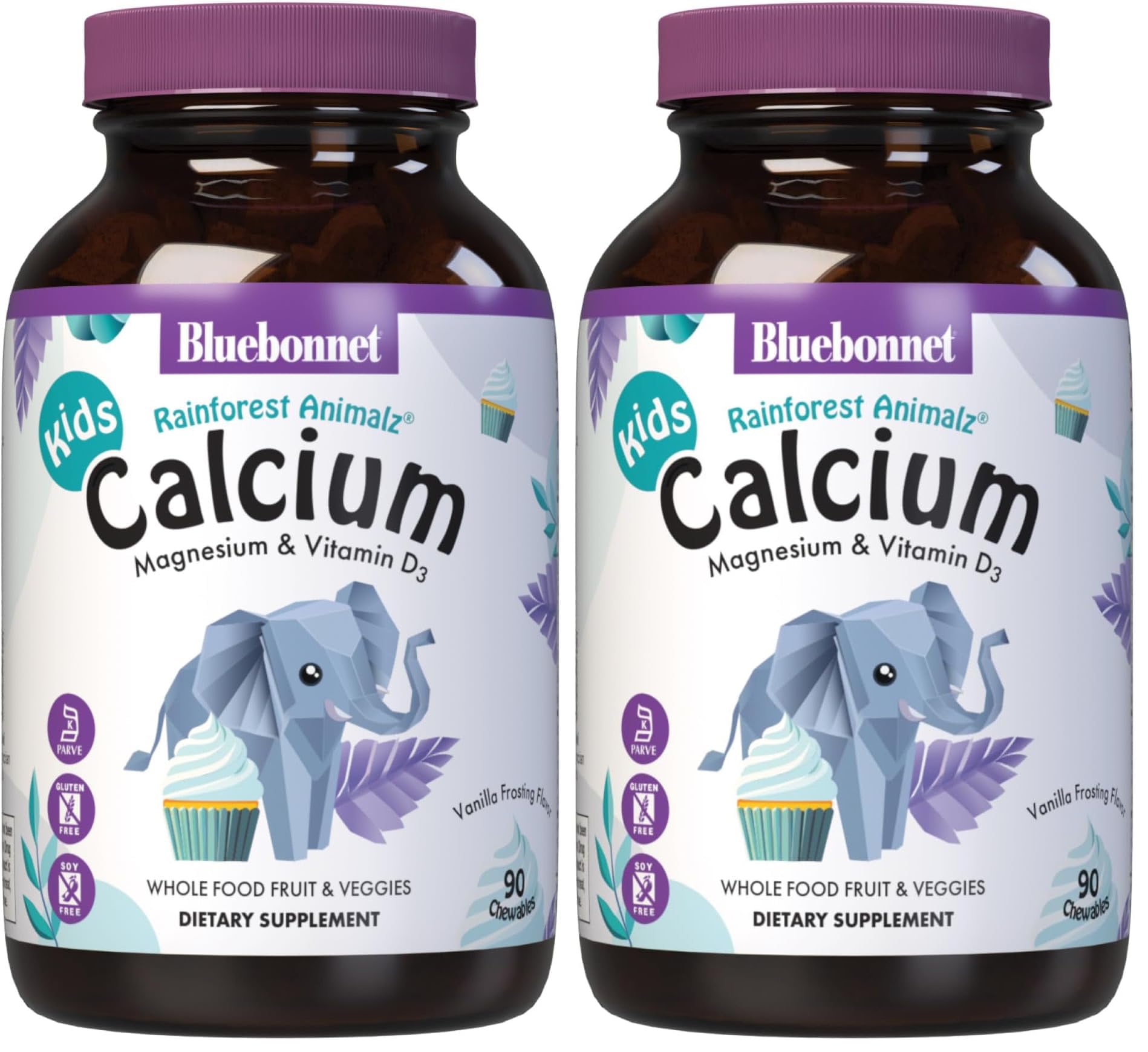 Bottle of BlueBonnet Super Earth Rainforest Animalz Chews with Vanilla Frosting