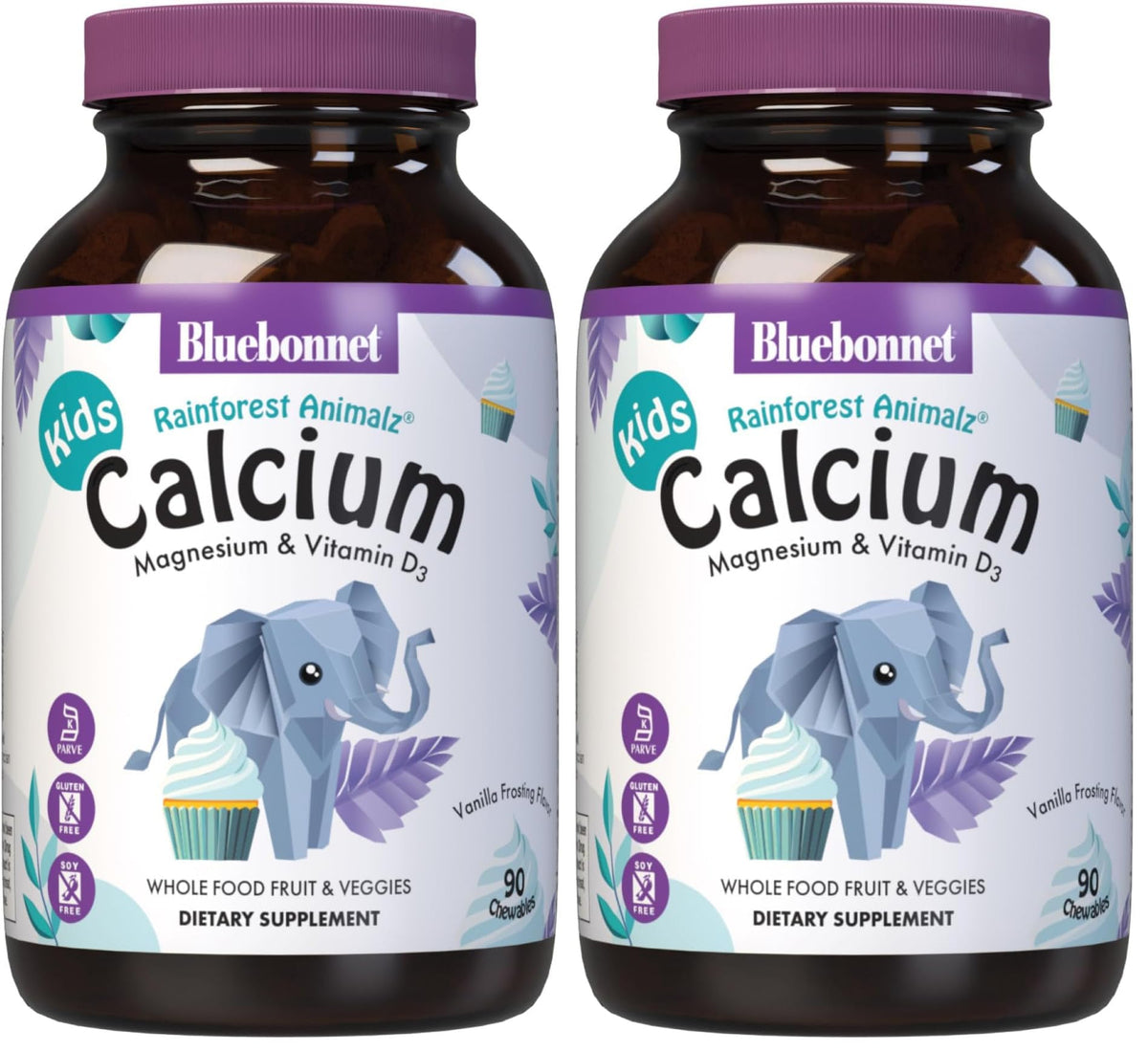 Bottle of BlueBonnet Super Earth Rainforest Animalz Chews with Vanilla Frosting