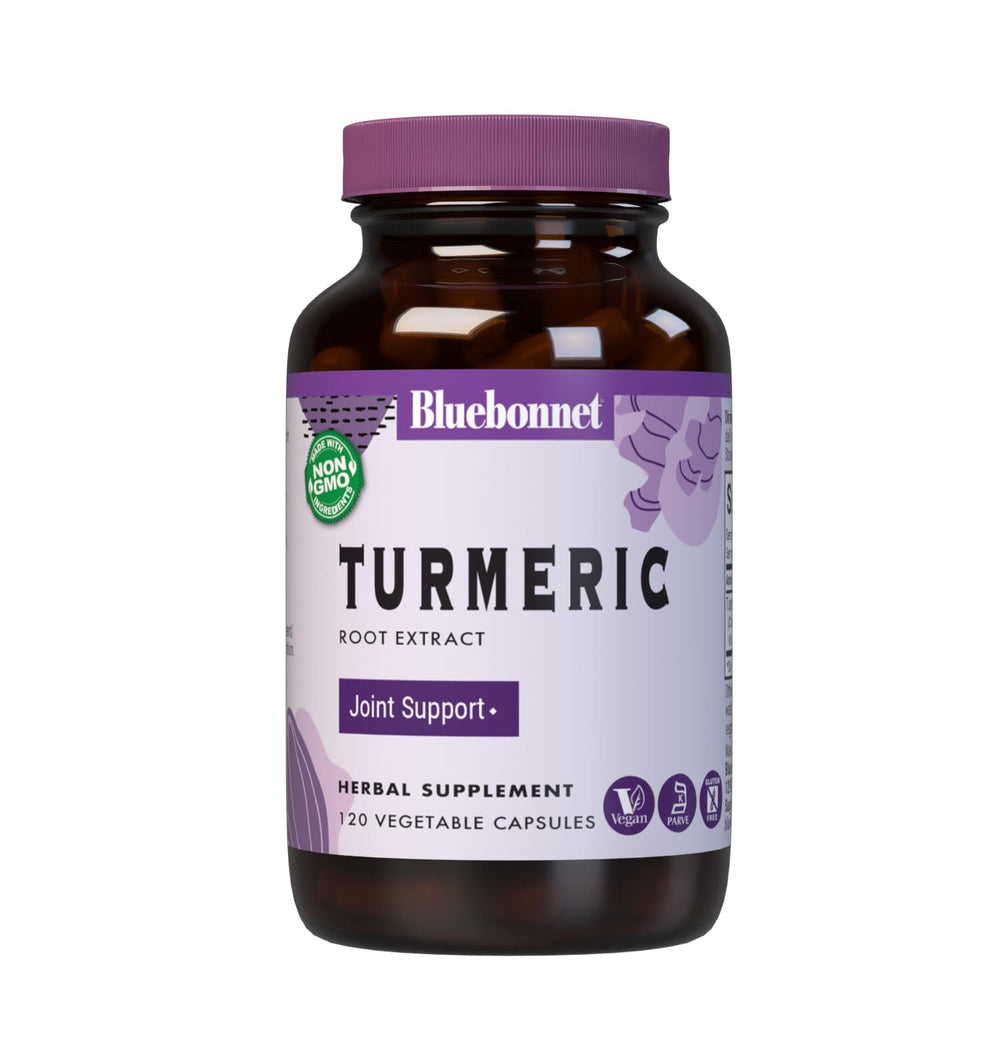 BlueBonnet Turmeric Root Extract supplement bottle labeled 120 count