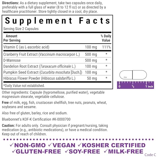 D-mannose and IP vitamin C ingredients close-up