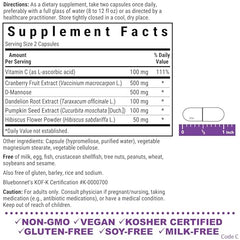 D-mannose and IP vitamin C ingredients close-up