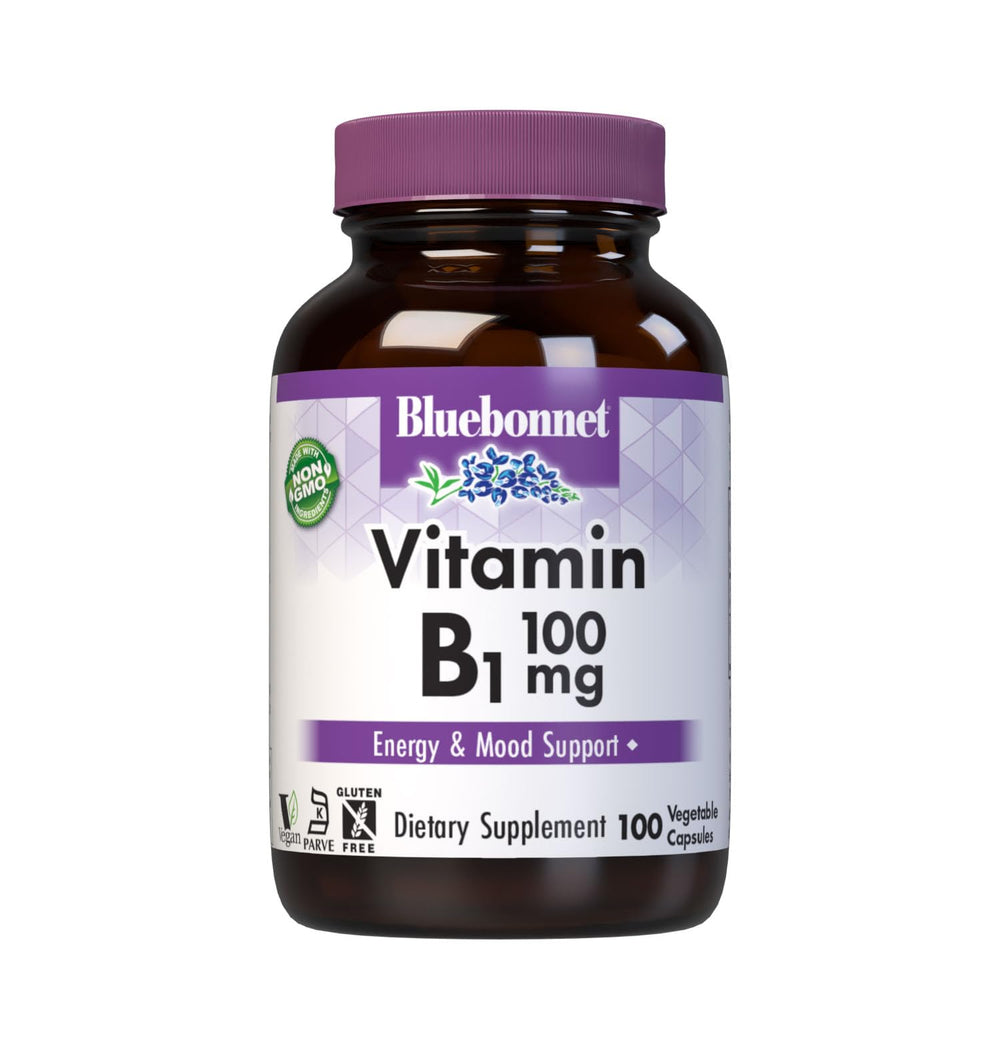 Bluebonnet Vitamin B1 100 mg mood support capsules - front view