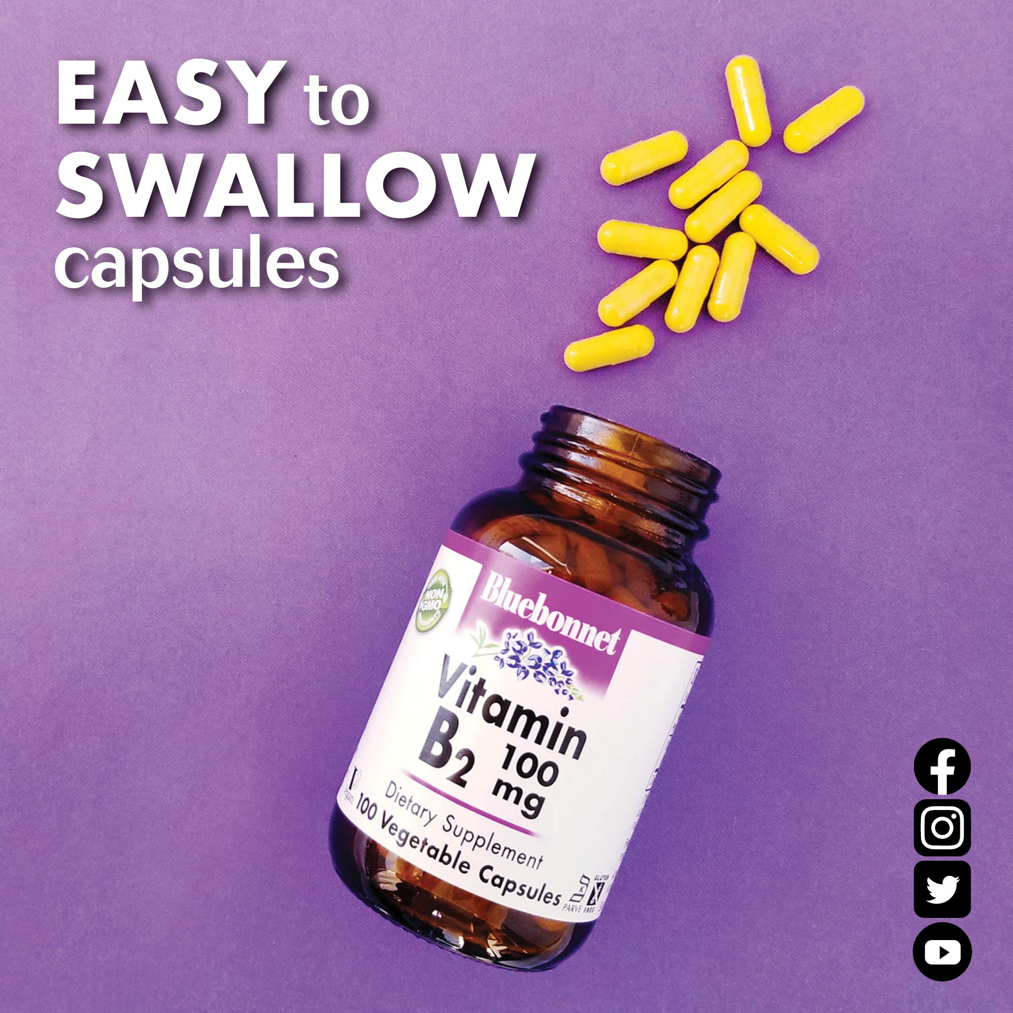 Vitamin B2 100 mg bottle with label