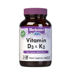 Bluebonnet Nutrition Vitamin D3 & K2 bottle with 60 vegetable capsules