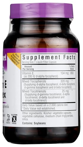 Gluten-free, kosher certified, dairy-free, vegan icons for BlueBonnet Vitamin E Complex