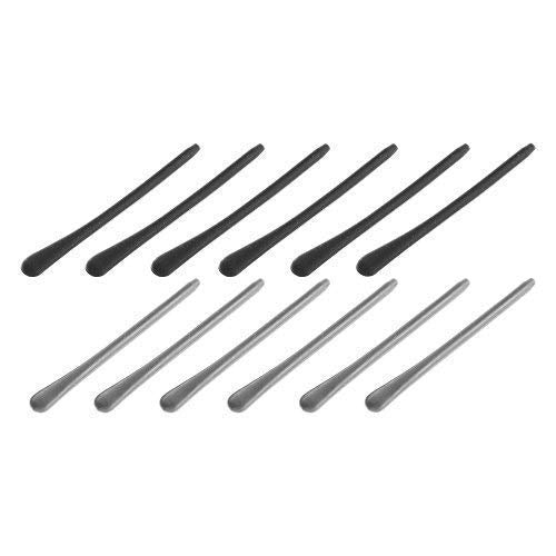 BLUECELL silicone eyeglass end tips set – black & gray, 6 pairs, front view