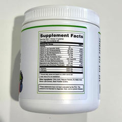 Powder dissolving in water to form a berry-flavored drink