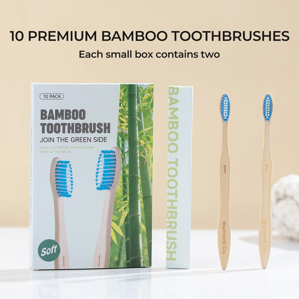 Soft plant-based tapered bristles on bamboo toothbrush