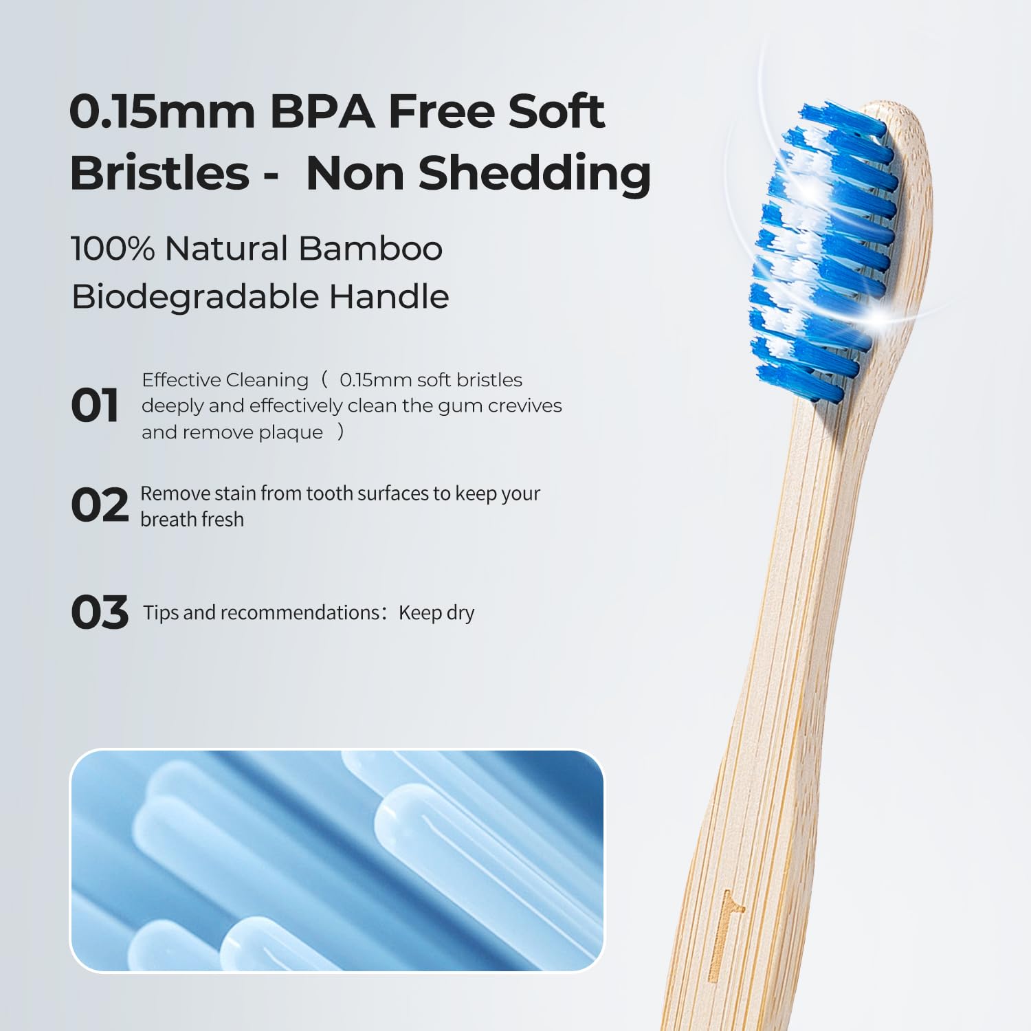 Back of a bamboo toothbrush showing smooth handle