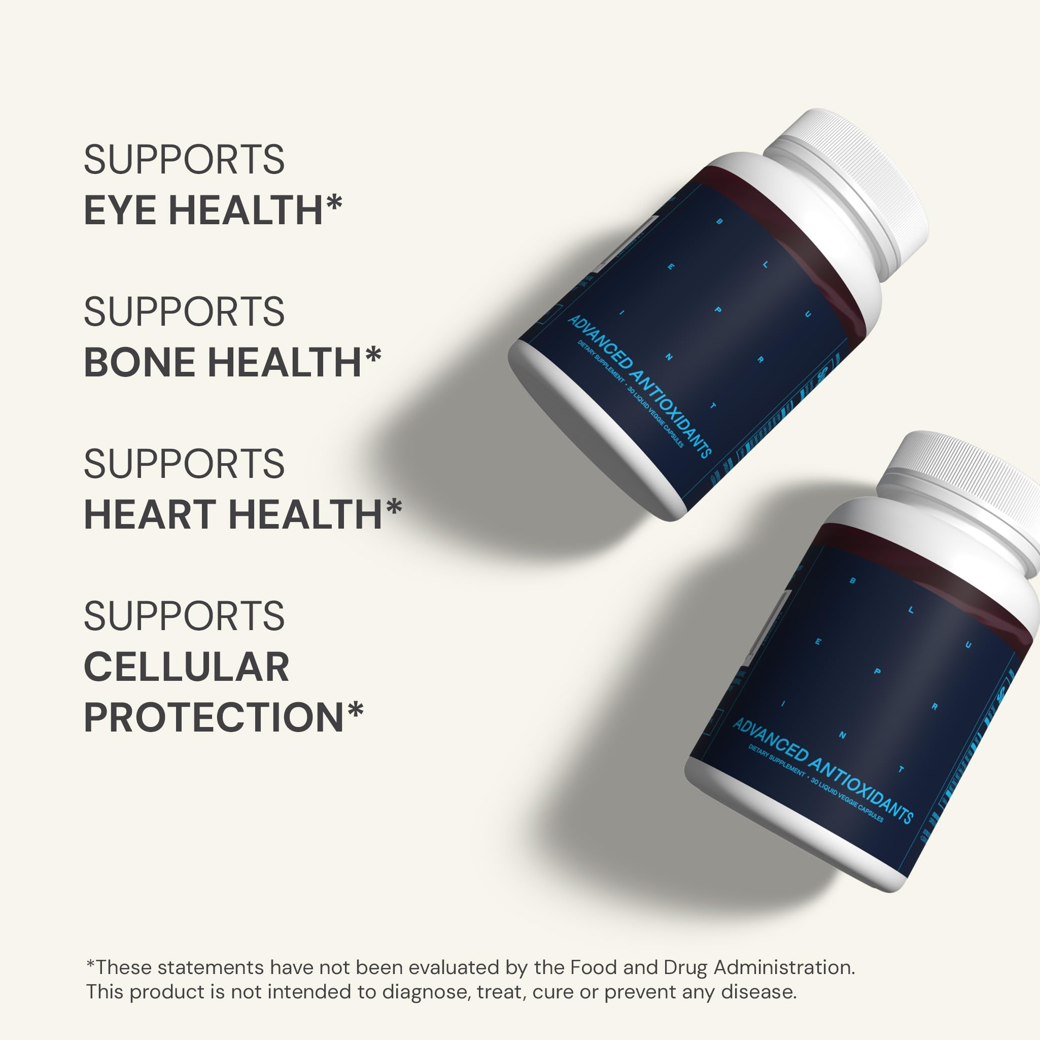 Packaging of Blueprint Bryan Johnson vegan antioxidant softgels