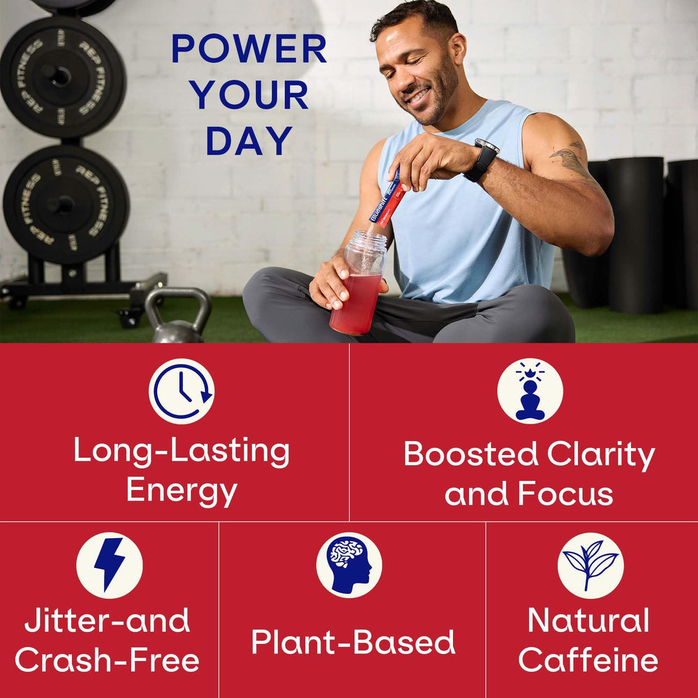 Blueshift Energy + Focus single-serve packet ready for on-the-go energy.