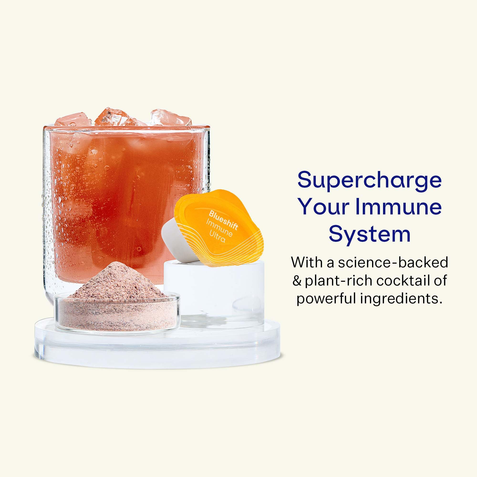 Blueshift Immune Ultra single-serve sachets in Blueberry Acai flavor