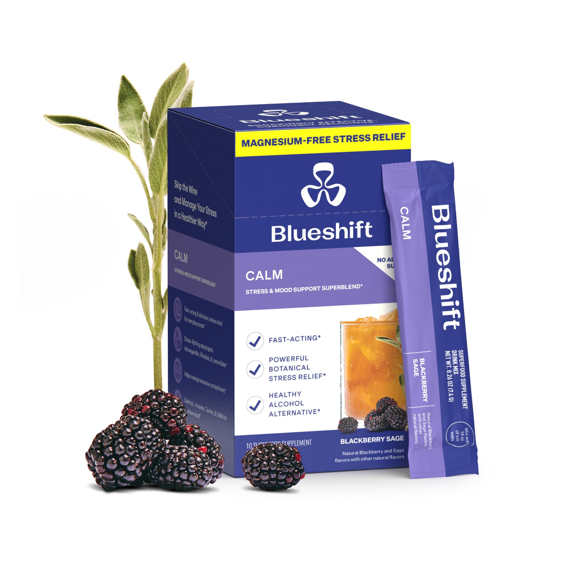 Blueshift Blackberry Sage Stress Relief Drink Mix box
