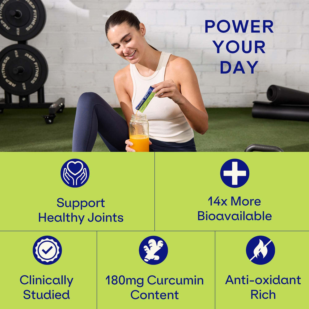 Preparing Blueshift turmeric citrus drink by adding to water