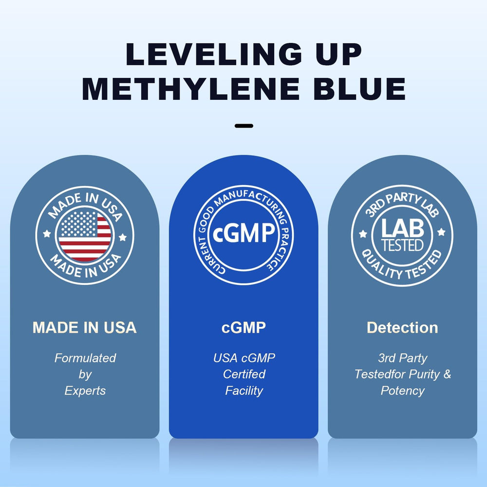 Dosage information card for Bluesun Methylene Blue drops
