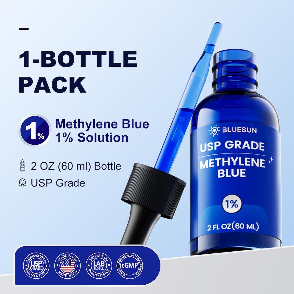 Close-up of Bluesun label showing USP Grade