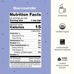 Blume Latte packaging showing blue lavender powder