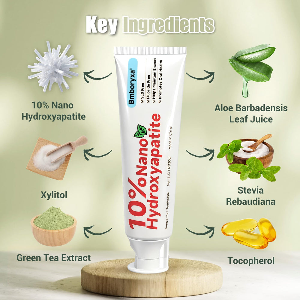 Highlight of natural ingredients including aloe, xylitol, stevia and green tea