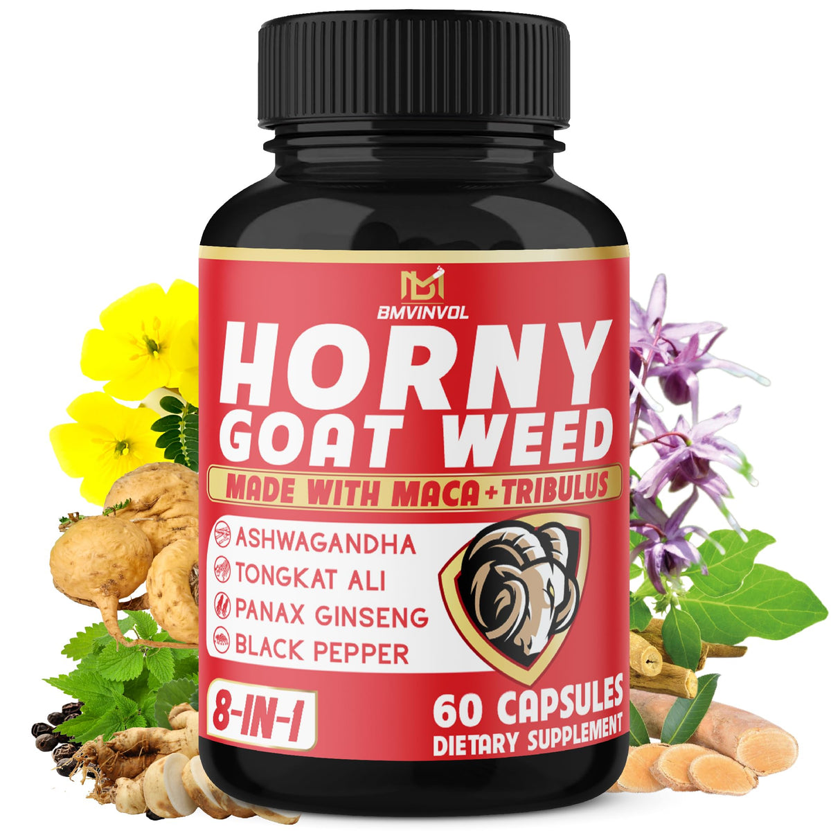 BMVINVOL Horny Goat Weed Capsules bottle on white background