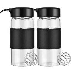 BNCWCQZ glass shaker bottle two-pack with spill proof cap for mess free shakes