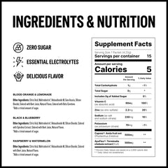 BO3.0 sugarfree electrolyte packets ingredients list highlights plant-based minerals for clean hydration.