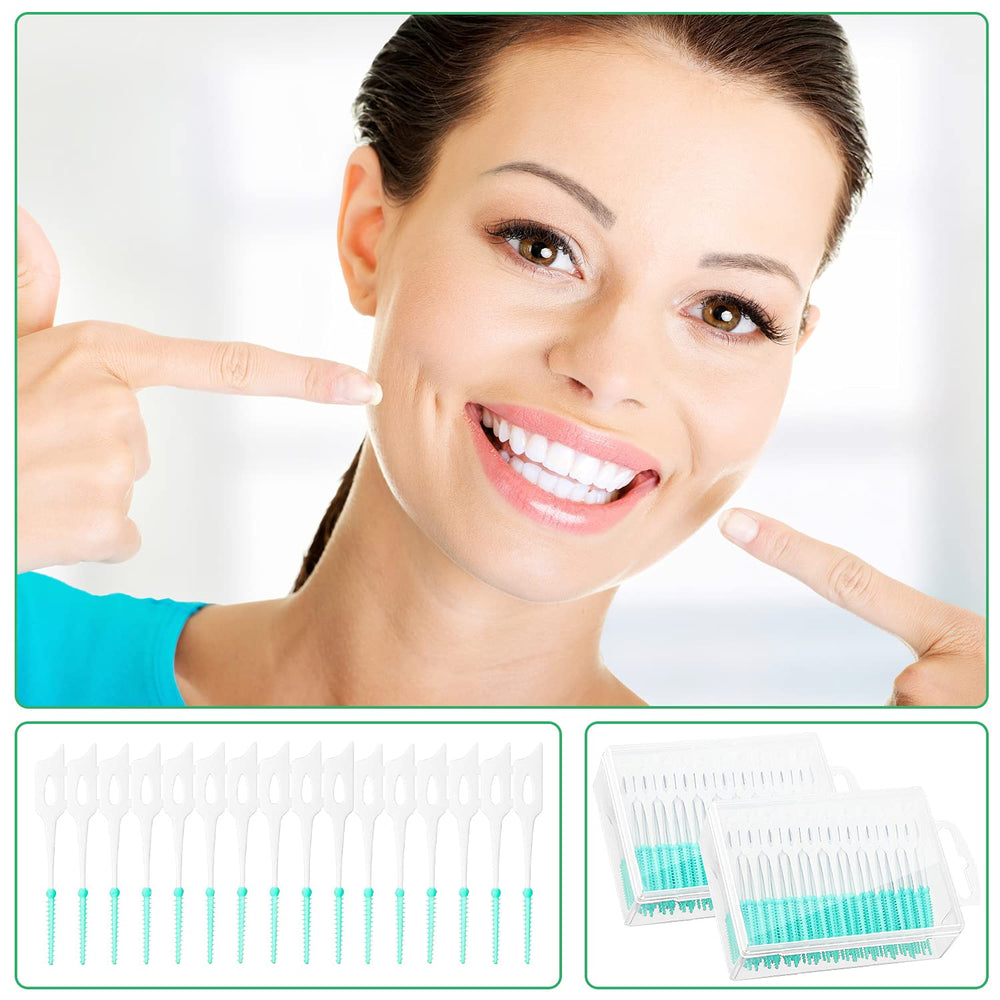 Color-differentiated packs: green, red, blue Boao interdental floss picks