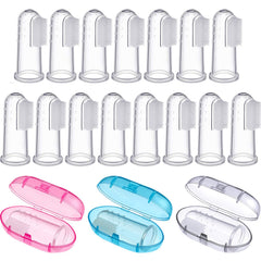 Boao 36-piece baby finger toothbrush set with storage case in blue pink and clear
