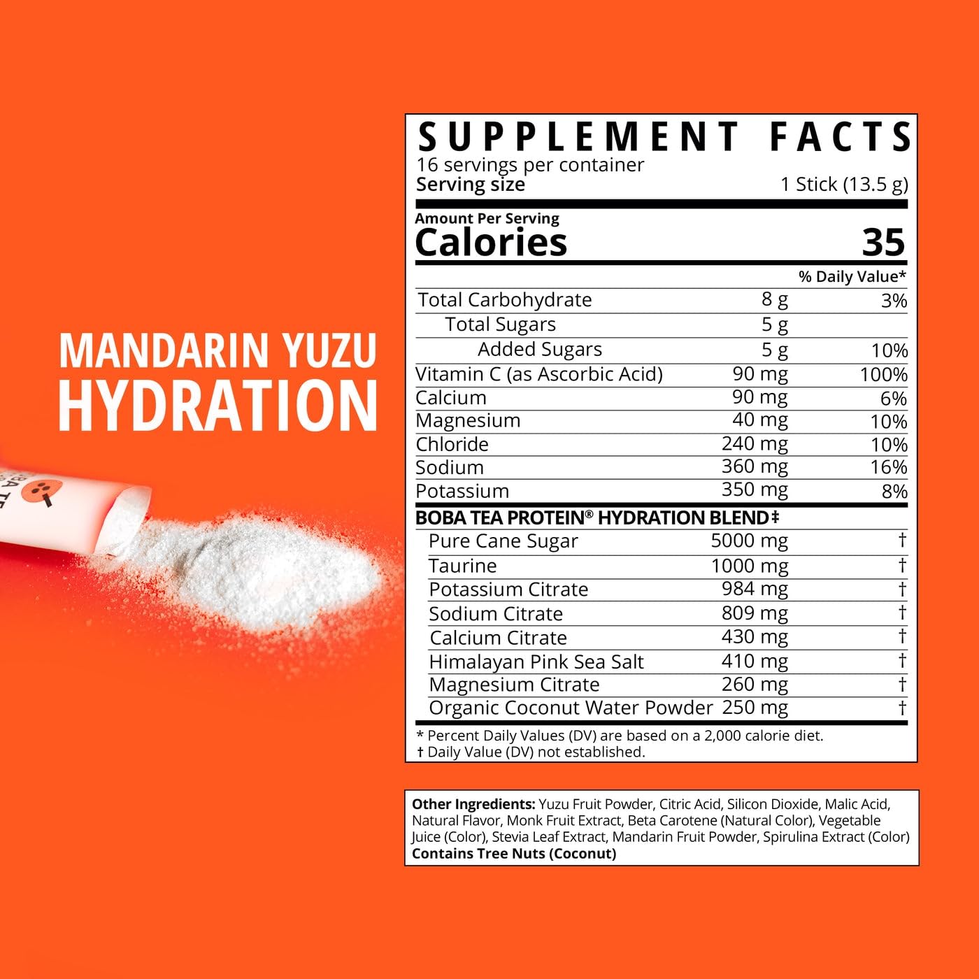 Mandarin Yuzu electrolyte powder packets and 16-stick box
