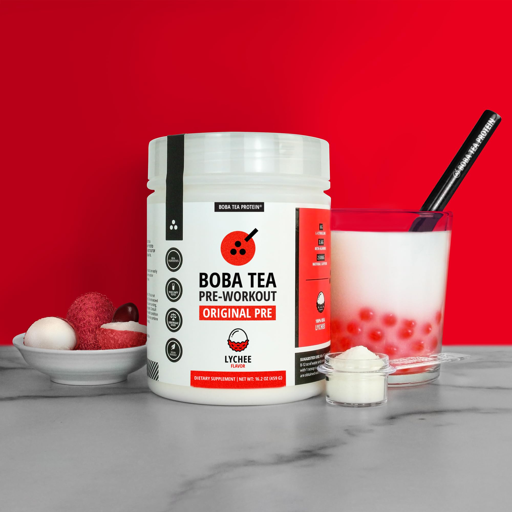 Boba Tea Protein natural caffeine energy image signaling smooth energy from beans and tea.