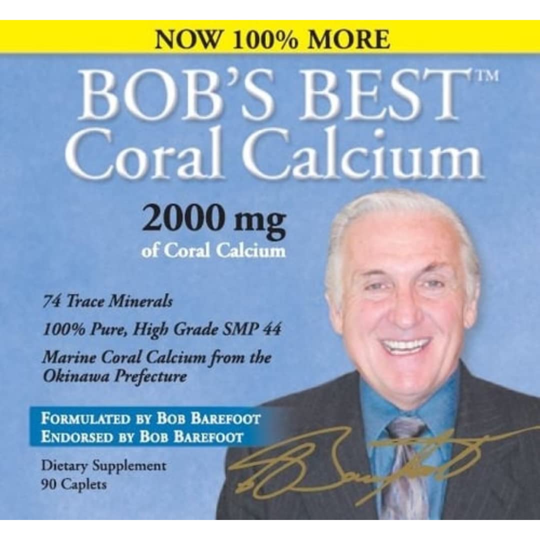 Product label for Bob's Best Coral Calcium showing origin in Okinawa Prefecture