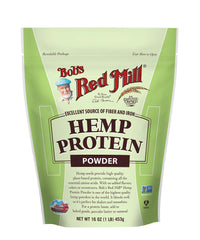 Bob's Red Mill hemp protein powder bag with reseal keeps smoothies fresh.