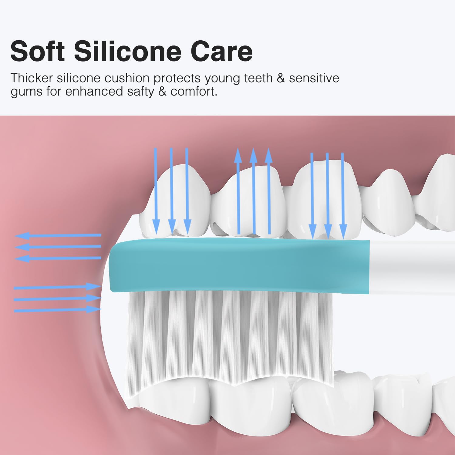 BPA-free material with soft rubber backing on replacement head