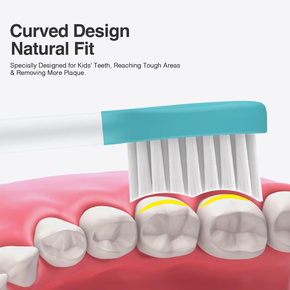 Gentle brushing with kid-friendly bristles protecting gums