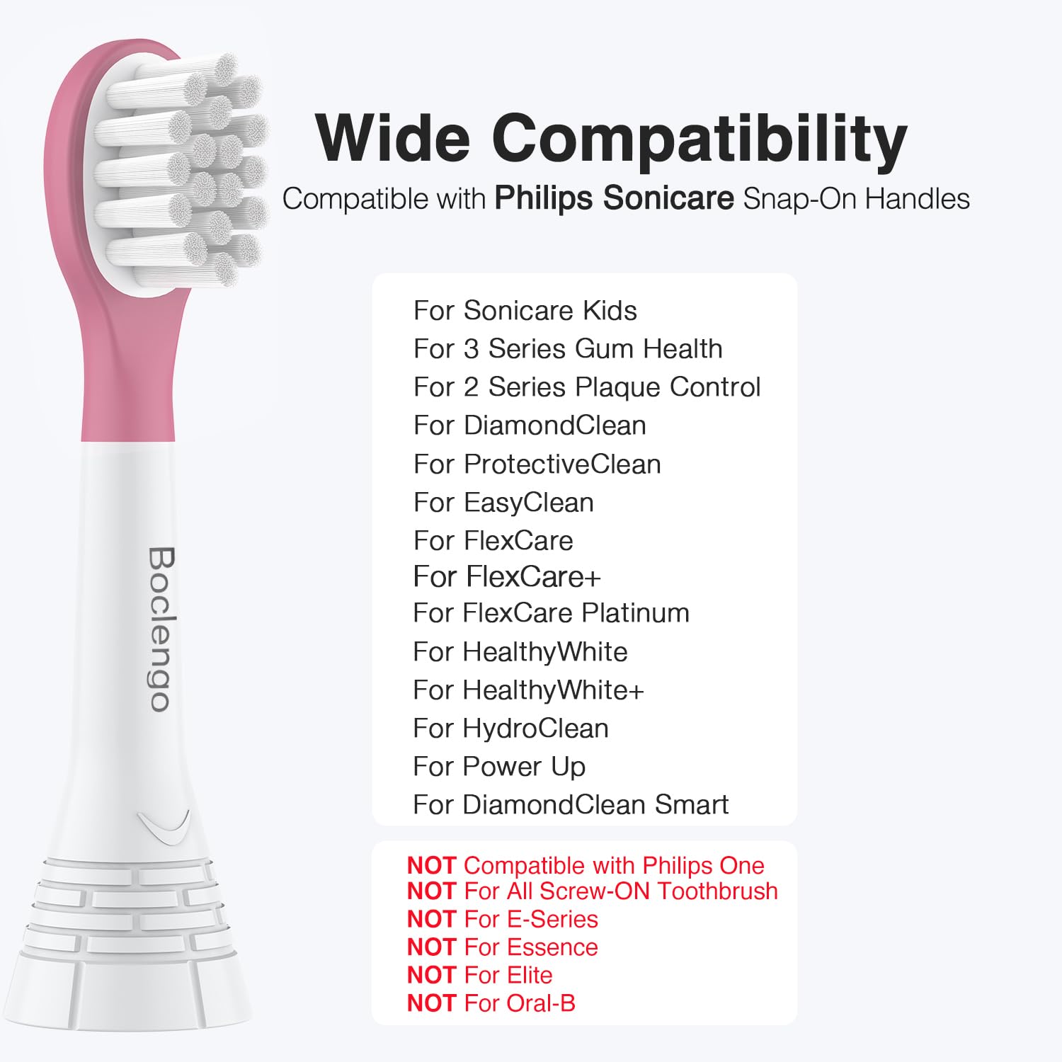 Soft 0.12mm DuPont bristles on Boclengo kids toothbrush head for Philips Sonicare