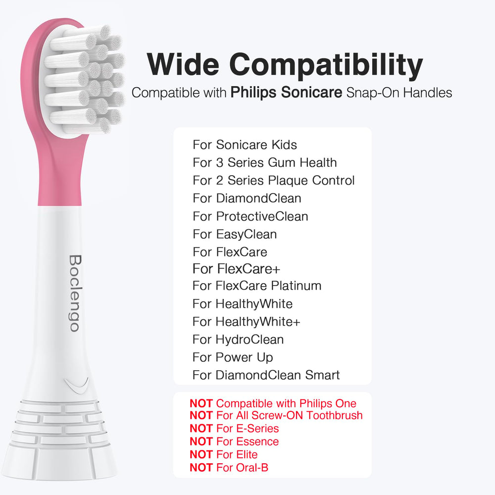 Soft 0.12mm DuPont bristles on Boclengo kids toothbrush head for Philips Sonicare