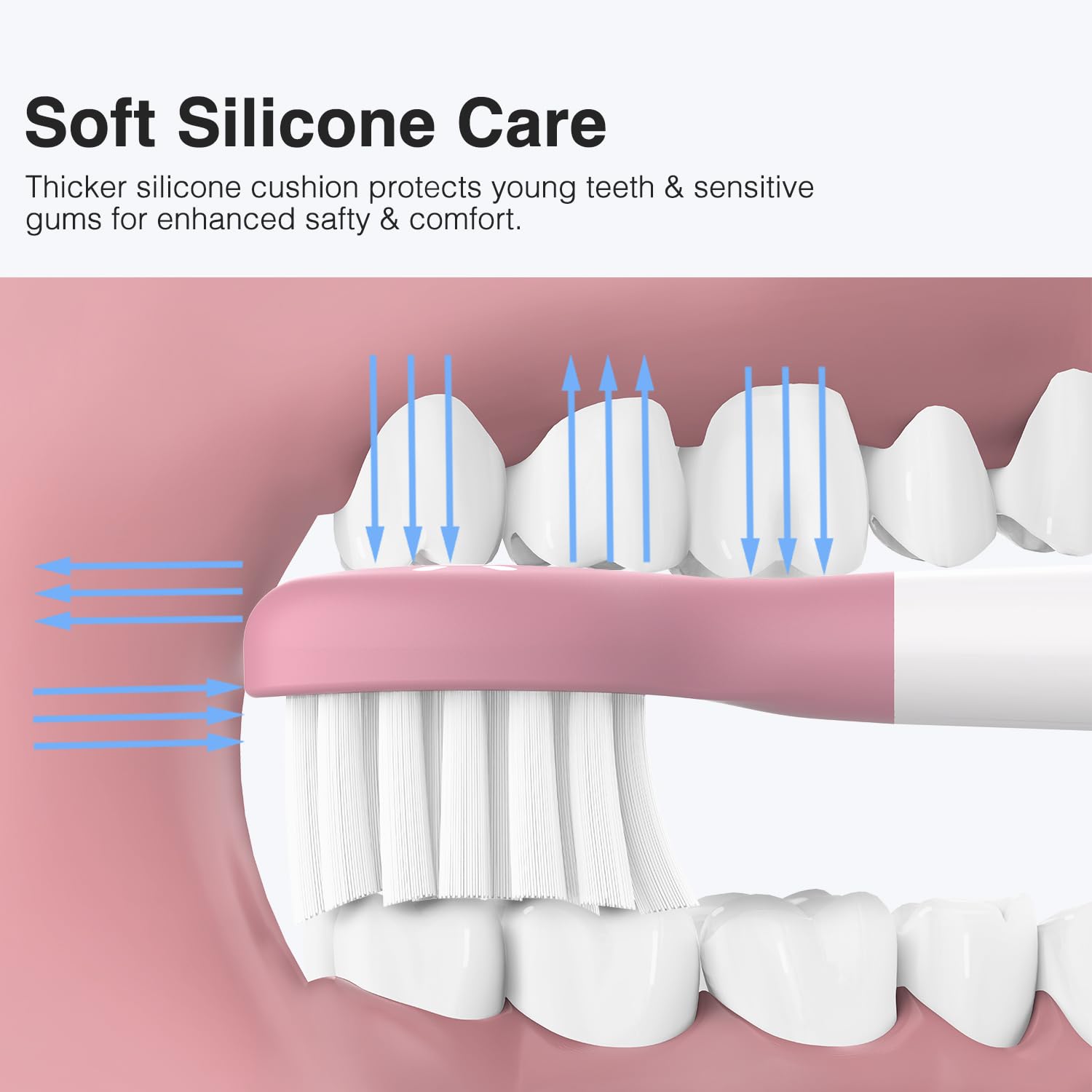 Small compact brush head designed for children ages 3-7
