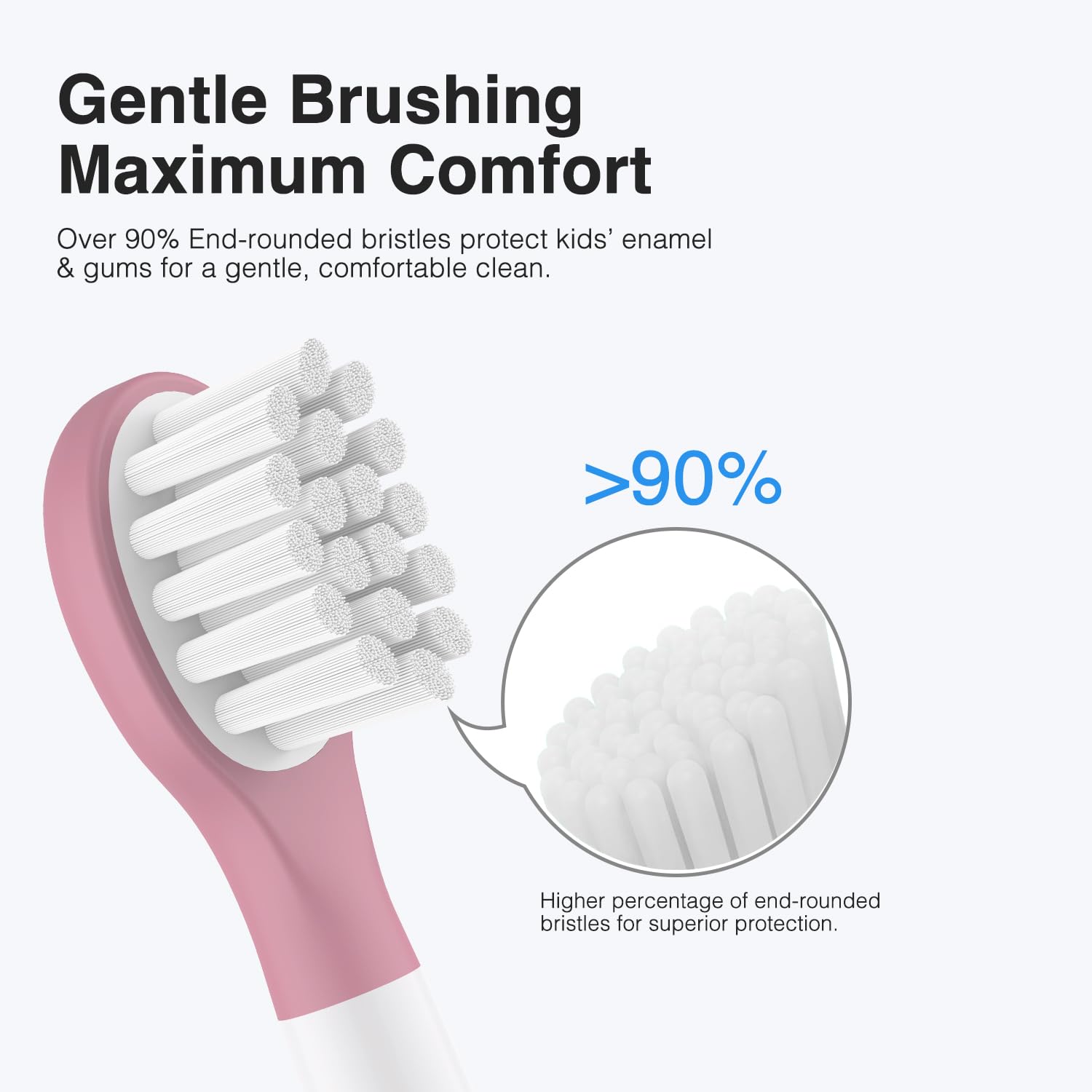 Curve-shaped bristles for hard-to-reach areas on Philips Sonicare kids head