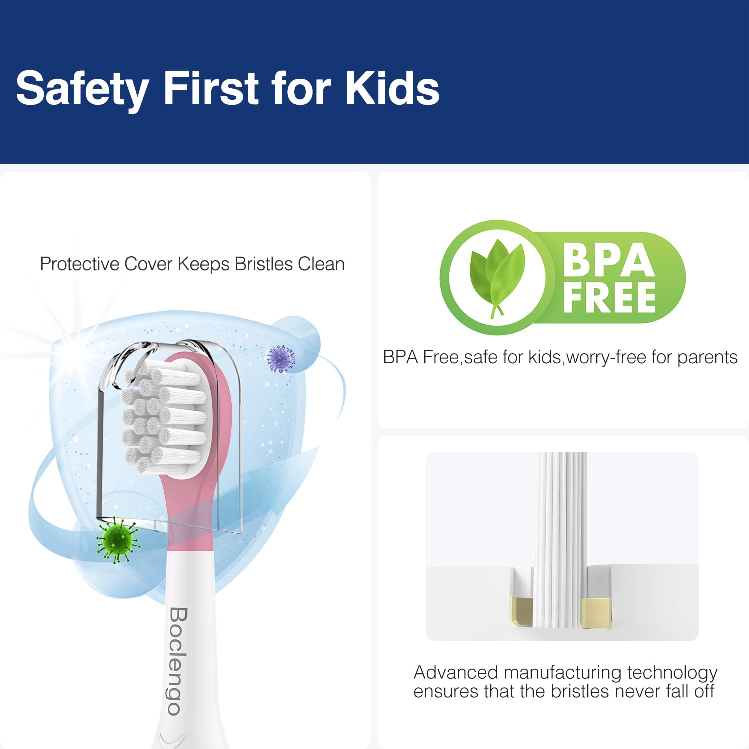 Gum and enamel protection with BPA-free materials on kids head