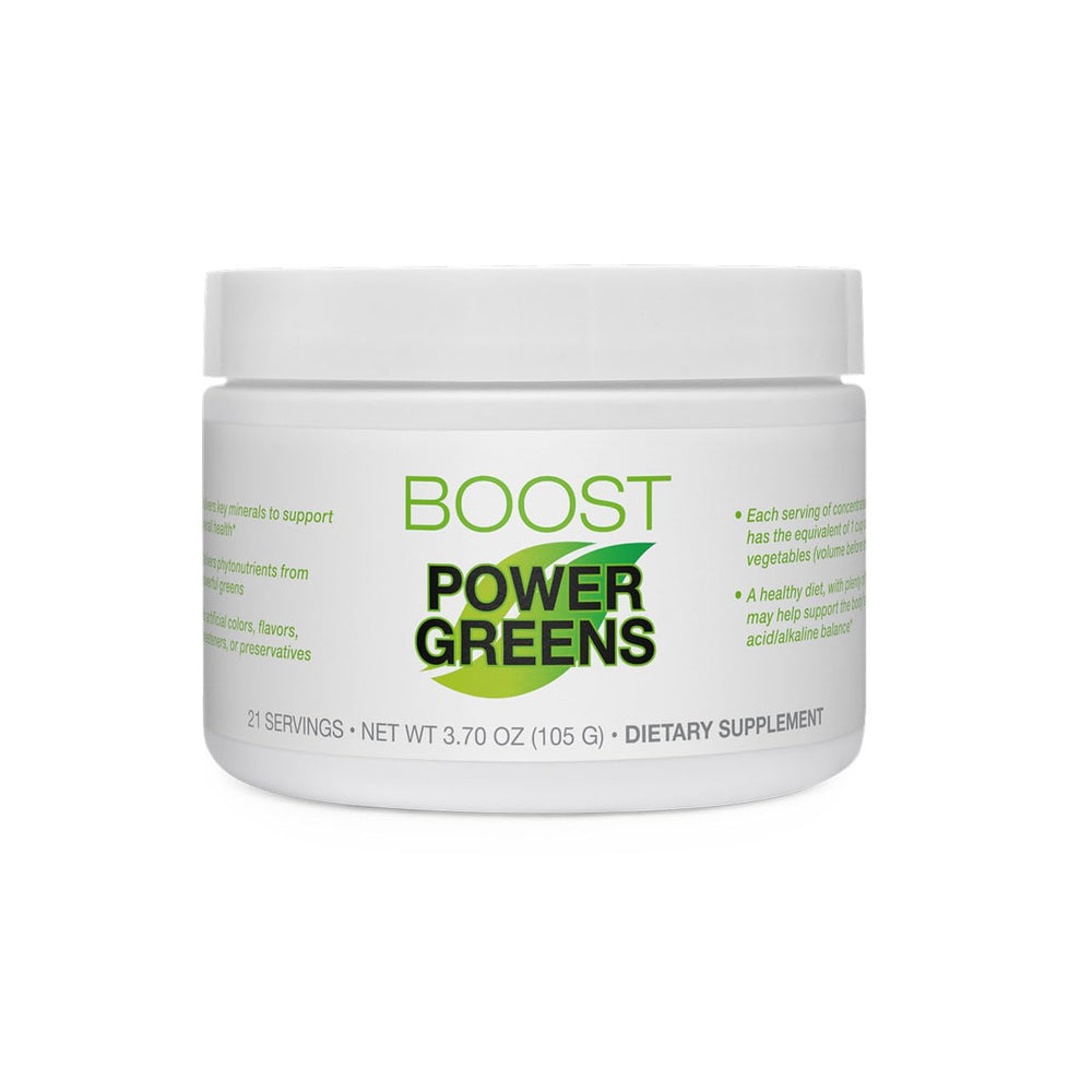 BODi Power Greens Boost hero image featuring front of packaging